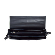 Ladies NAVY Leather Shoulder Bag Flap Over Handbag A190 Top Open