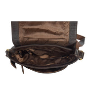 Mens Real Leather Cross body Messenger Bag A224 Brown Open