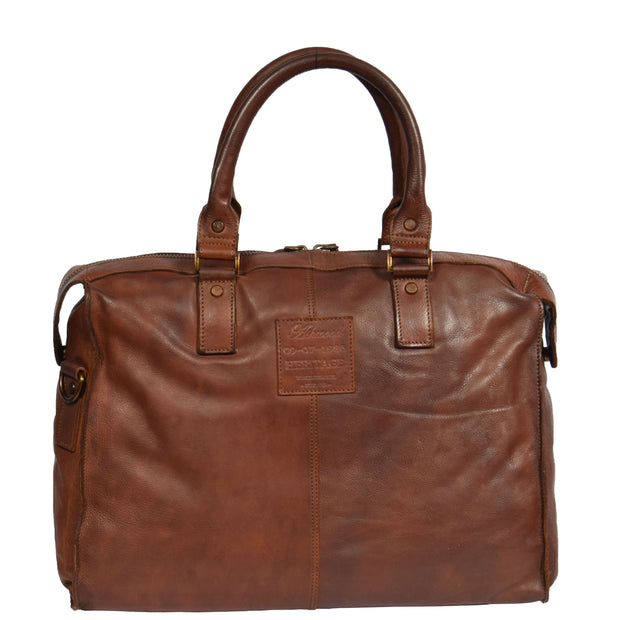 Real Leather Holdall Weekend Cabin Bag Bali Rust Back