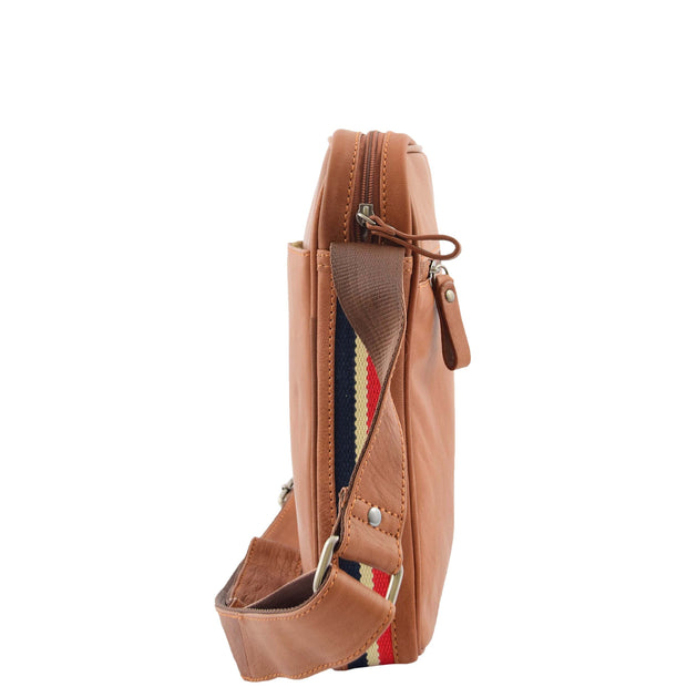Mens Genuine Leather Messenger Flight Shoulder Bag Organiser Eric Tan Side