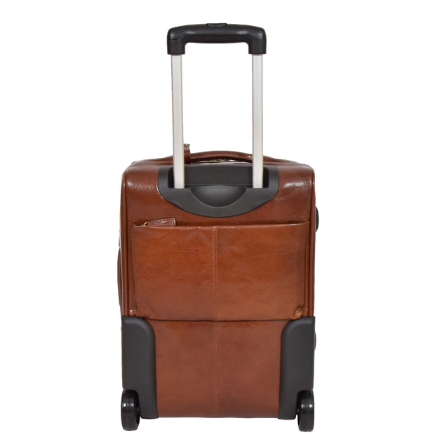 Exclusive Leather Trolley Hand Luggage Cabin Suitcase Concorde Chestnut Back