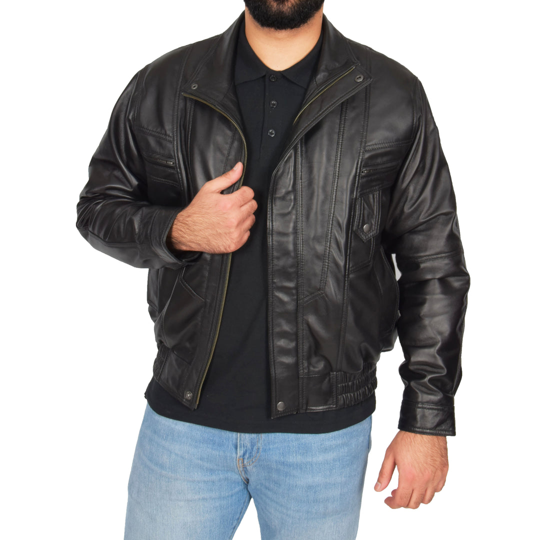 Ball Maxim”羊革“leather ”黒“bomber jacket Mens Classic Bomber Soft Leather Jacket Black | A1 Fashion Goods