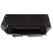 Gents Leather Messenger Shoulder Cross Body News Boy Bag A41 Black Top Open