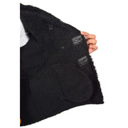 Mens Authentic Sheepskin Jacket Reefer Blazer Pea Coat Lorenzo Black Lining