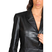 Ladies Real Leather 3/4 Length Fitted Jacket Rachel Black Feature