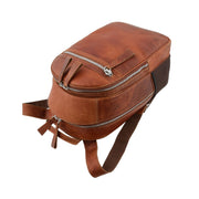 High Quality Genuine Tan Leather Backpack Large Size Work Casual Travel Bag Trek Top