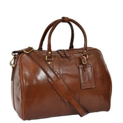 Genuine Leather Holdall Weekend Cabin Duffle Bag A21 Chestnut