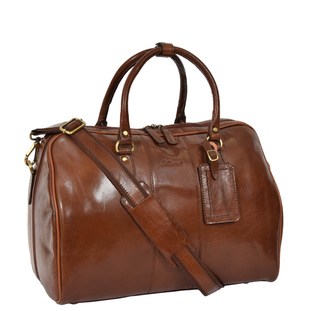 Genuine Leather Holdall Weekend Cabin Duffle Bag A21 Chestnut
