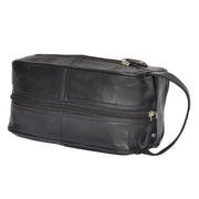 Real Leather Black Wash Bag Toiletry Shaving Cosmetic Pouch Carter Letdown