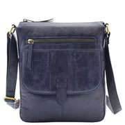 Womens Genuine Soft Vintage Leather Crossbody Messenger Bag Jill Navy 4