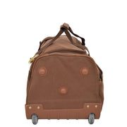 Wheeled Holdall 21" Medium Camel Faux Leather Travel Duffle Bag Norge Back Side