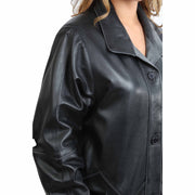 Ladies Classic Parka Real Leather Coat Trim Jacket Lulu Black-Grey Feature 2