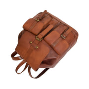 Genuine Vintage Rust Leather Backpack Large Organiser Rucksack AB99 Letdown