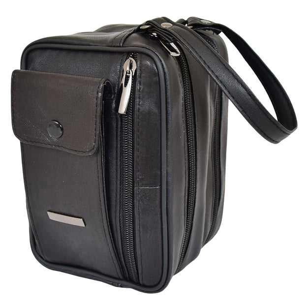 Gents Real Leather Wrist Bag Clutch Travel Black Bag Mason Stand