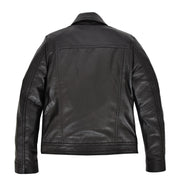 Girls Kids Black Biker Real Leather Jacket Zip Fasten Coat 2-12 Years