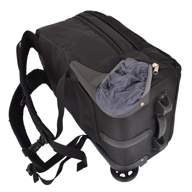 Rolling Backpack Cabin Size Travel Bag Hiking Rucksack Goodwin Black Letdown
