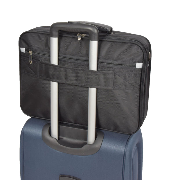 Laptop Messenger Briefcase Work Business Organiser Black Shoulder Satchel A302 With Luggage