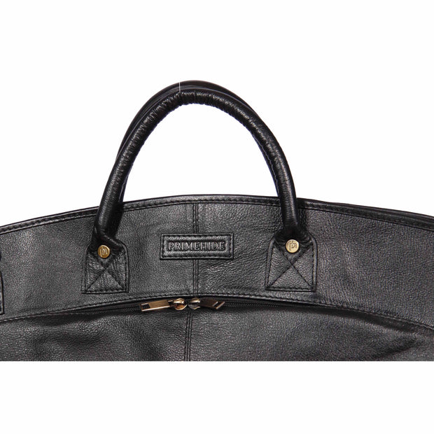 Genuine Soft Leather Suit Carrier Dress Garment Bag A173 Black Feature