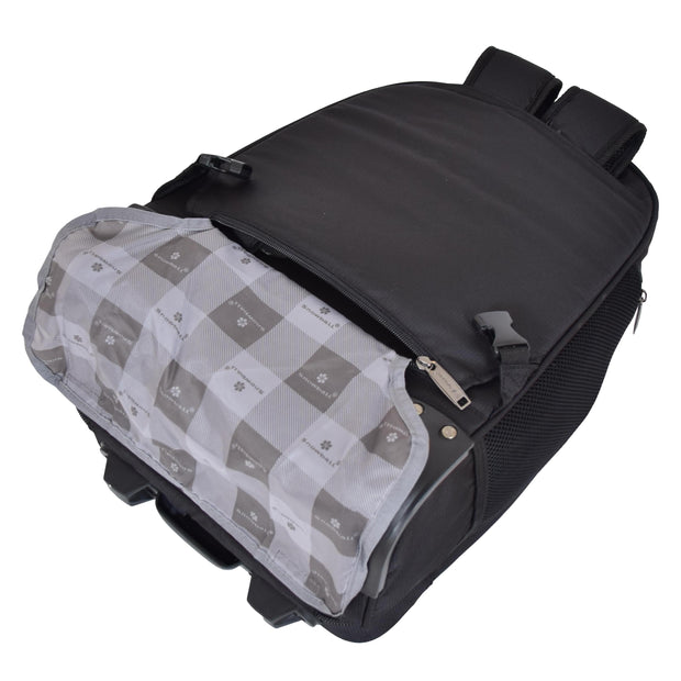 Wheeled Backpack Cabin Hand Luggage Travel Bag Hiking Rucksack Jenkins Black With Cover