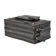 Soft Leather Wrist Bag BLACK Travel Clutch Pouch Grab Handbag A33 Top Letdown