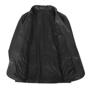Womens Soft Black Leather Blazer Jacket Button Fasten Semi Fit Coat Leila Lining