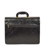 Mens Leather Look Briefcase Office Business Executive Bag A5071 Black Back