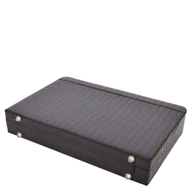 Unisex Slimline Attaché Croc Print Leather Look Briefcase Dual Lock Business Bag Cormac