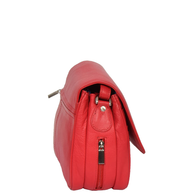 Womens Red Leather Shoulder Messenger Handbag Ada Side