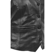 Womens Soft Leather Waistcoat Slim Fit Vest Classic Gilet Katy Black Feature