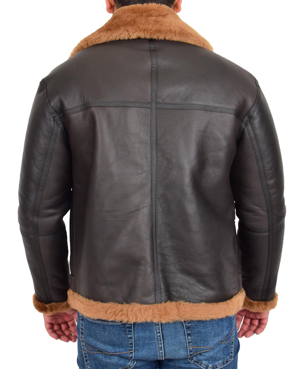 Mens Genuine RAF Sheepskin Flying Jacket B3 Ginger Shearling Tornado Brown