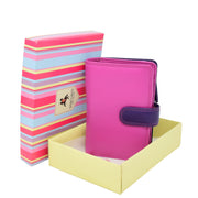 Womens Leather Booklet Evening Clutch Purse Multi Colour Wallet AVB51 Berry With Box