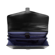 Black Leather Briefcase For Mens Laptop Business Organiser Shoulder Bag Alvin Open