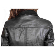 Womens Slim Fit Bomber Leather Jacket Cameron Black feature 2