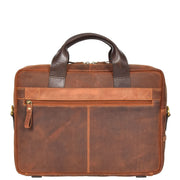 Leather Briefcase Vintage TAN Messenger Shoulder Bag Hanoi Back