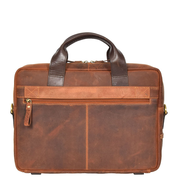 Leather Briefcase Vintage TAN Messenger Shoulder Bag Hanoi Back