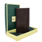 Womens Soft Leather Clutch Purse Envelope Style Wallet AVT3 Brown With Box