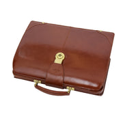 Exclusive Doctors Leather Bag Cognac Italian Briefcase Gladstone Bag Doc Front Letdown