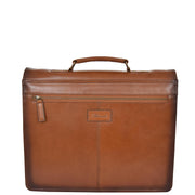 Mens Briefcase Italian Leather Soft Slim Satchel Business Bag Boris Tan back