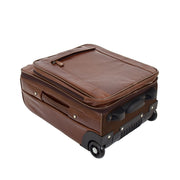 Luxurious Brown Leather Cabin Size Suitcase Hand Luggage Beverley Hills Letdown