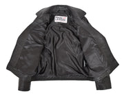 Girls Kids Black Biker Real Leather Jacket Zip Fasten Coat 2-12 Years