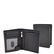 Mens Soft Leather Small Wallet Bifold Purse AL03 Black