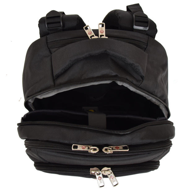 Rolling Backpack Cabin Size Travel Bag Hiking Rucksack Goodwin Black Open