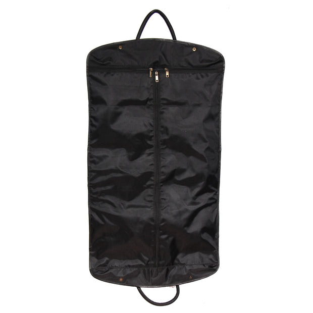 Genuine Soft Leather Suit Carrier Dress Garment Bag A173 Black Back Open