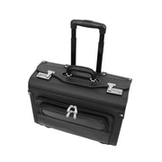 Wheeled Pilot Case Black Faux Leather Briefcase Business Rep Cabin Bag Dallas Top
