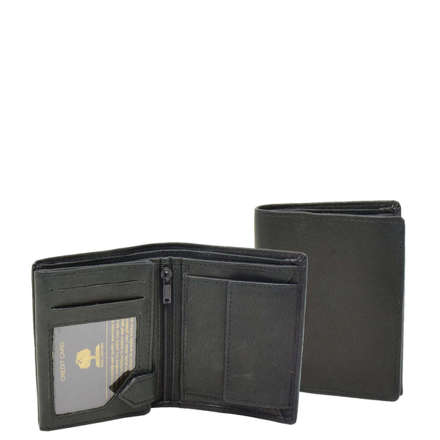 Mens Real Leather Bifold Wallet Credit Cards Coins Note Holder AV61 Black