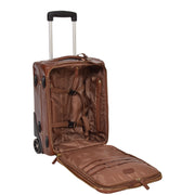 Exclusive Leather Trolley Hand Luggage Cabin Suitcase Concorde Chestnut Open 2