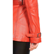 Womens Soft Leather Trench Coat Olivia Red Feature 2