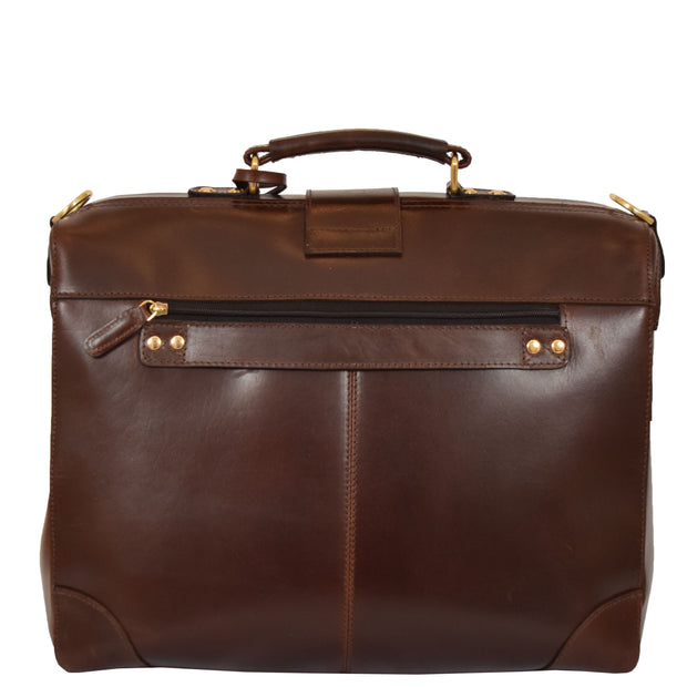 Genuine Leather Doctors Briefcase Gladstone Bag Duke Brown Back