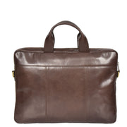 Laptop Briefcase Real Leather Business Bag Messenger Satchel Brown Nice Back