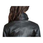 Womens Classic Fitted Biker Real Leather Jacket Nicole Black Back Feature